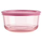 Pyrex® Simply Store® Tinted Glass 4-cup Round Storage Container with Lid, Pink