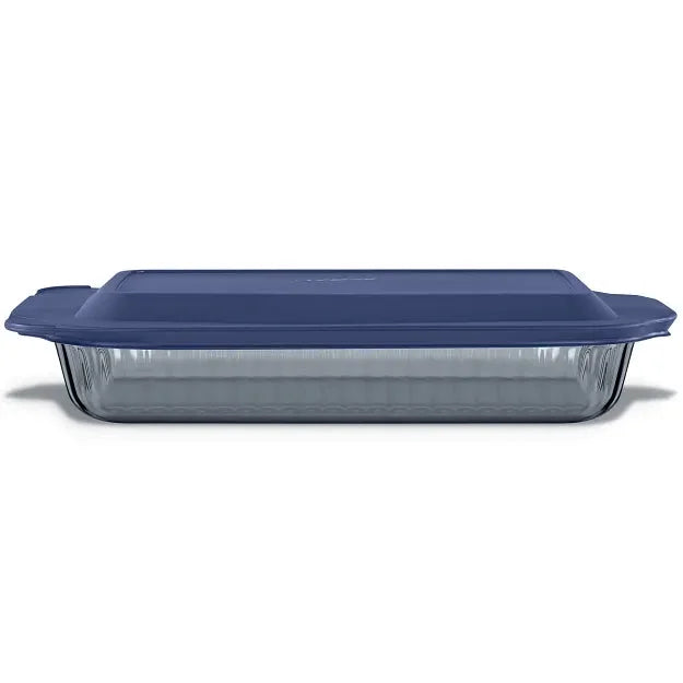Pyrex® Colors Sculpted Tinted 9" x 13" Baking Dish with Plastic Lid, Smoke