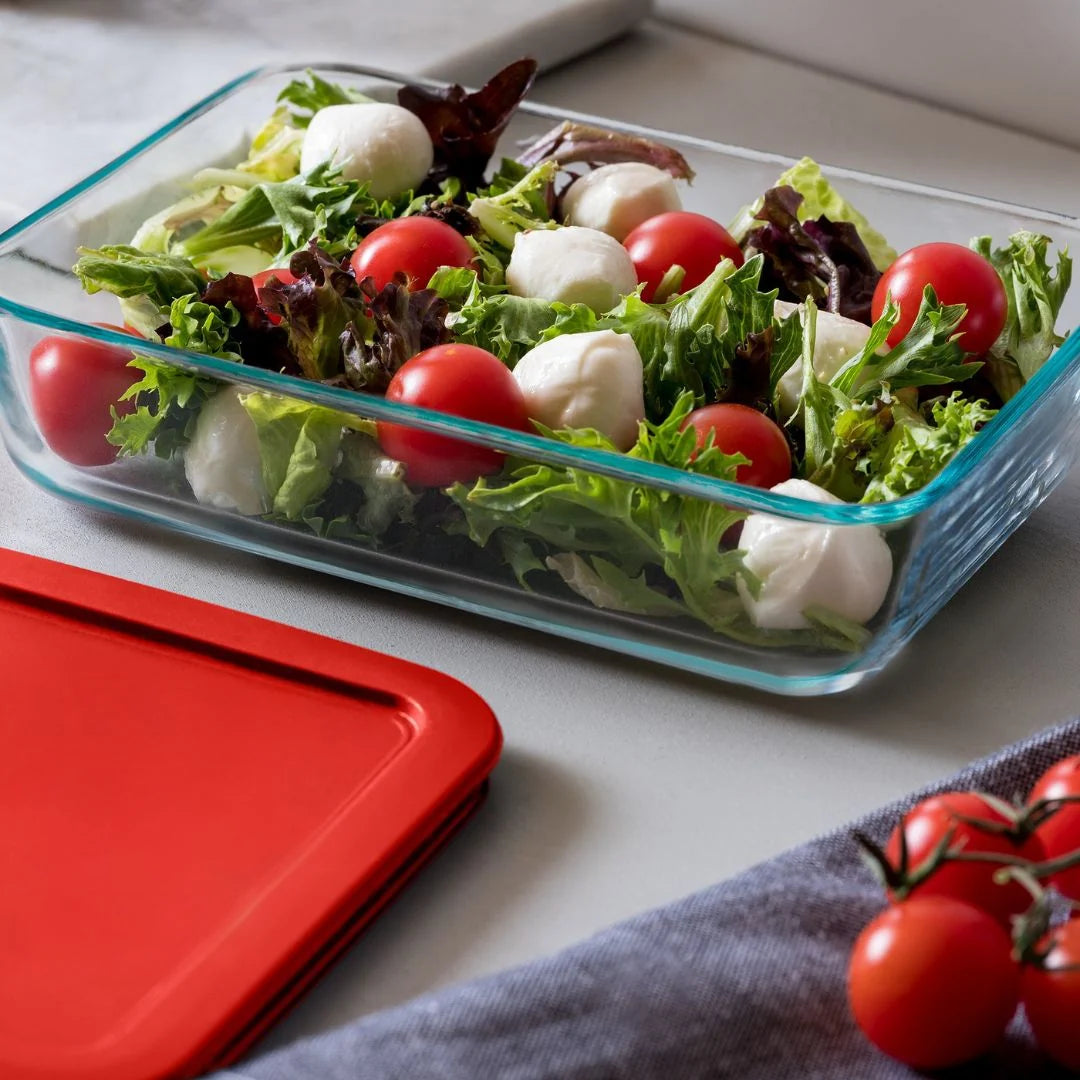 Pyrex® Simply Store® 6-cup Rectangular Glass Food Storage Container with Red Lid