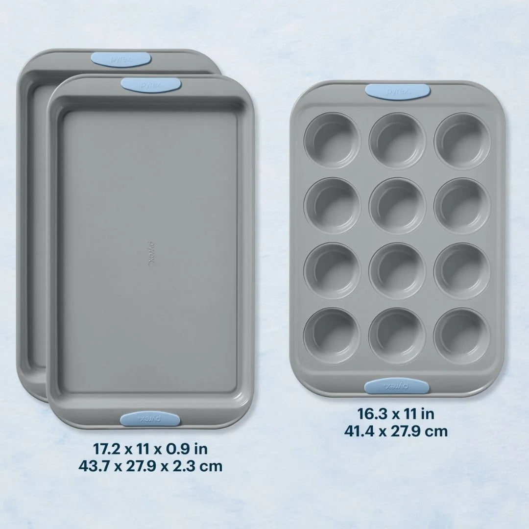 Pyrex® Metal Bakeware 3-Piece Set in Cerulean